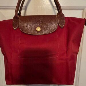 Longchamp Red & Brown Folding Handbag